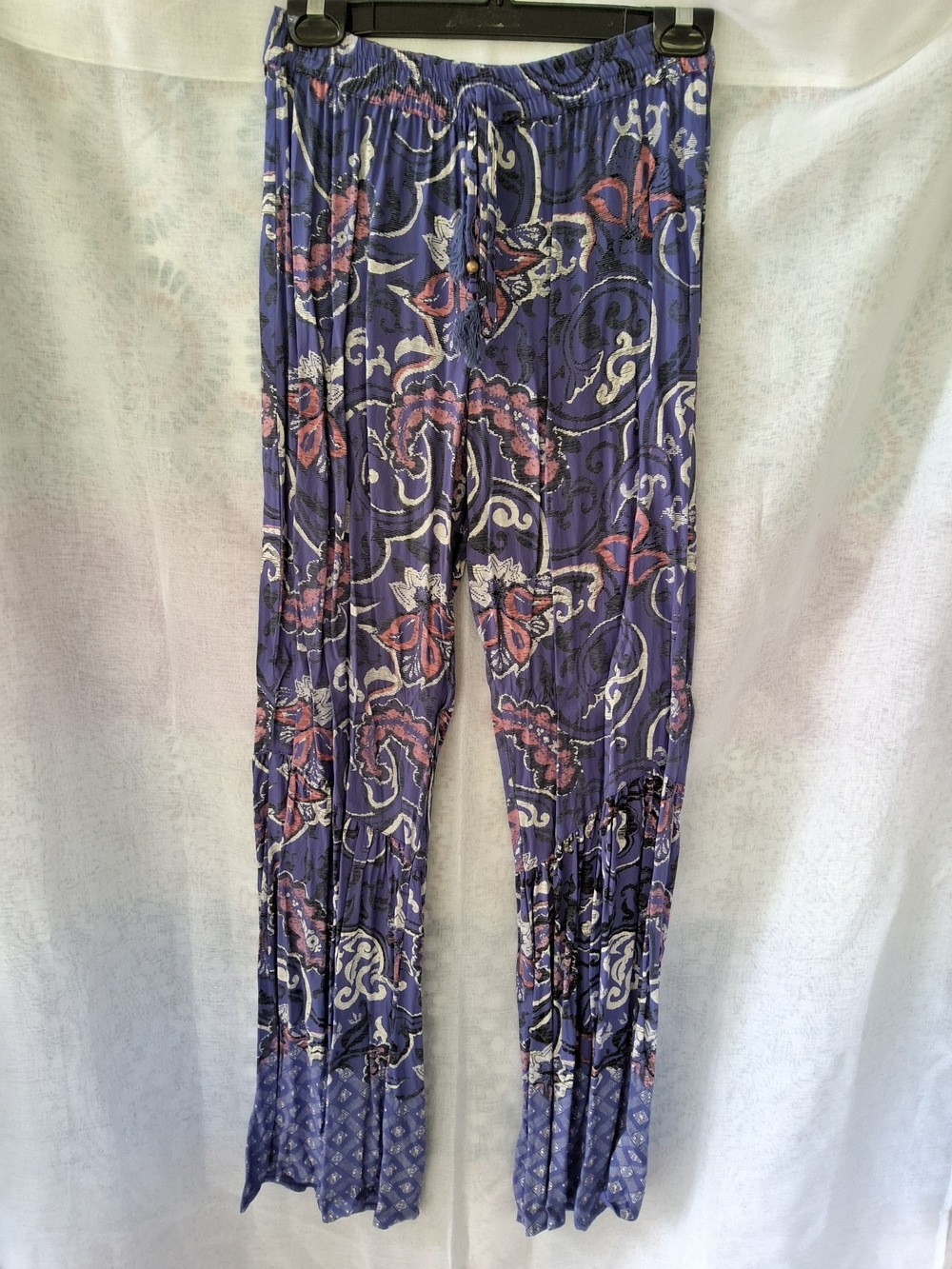 Boho Wide-Leg Floral Pants in Purple